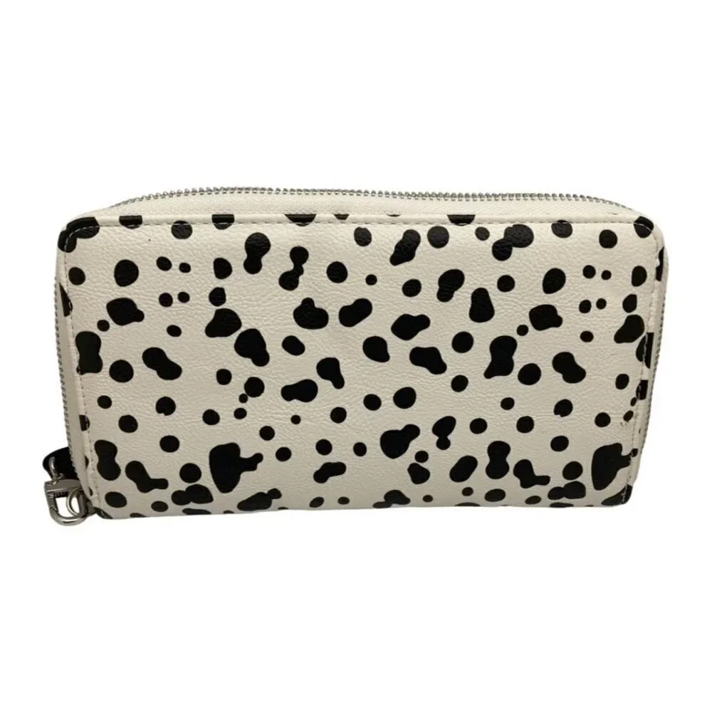 Betsey Johnson Black White Dalmation Puppy Face Wallet Wristlet